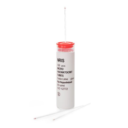 McKesson McKesson Capillary Blood Collection Tube Micro-hematocrit Sodium Heparin Additive 1.1 X 75 mm 75 ÂµL Red Stripe Without Closure Glass Tube - Box of 1000 - 177-51613-BX