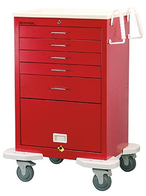 Lakeside Manufacturing Emergency Cart 25 X 32 X 45-3/4 Inch Red (4) 6 Inch, (1) 3 Inch Drawers, (1) 12 Inch Panel - Each - C-530-P2K-1R-EA