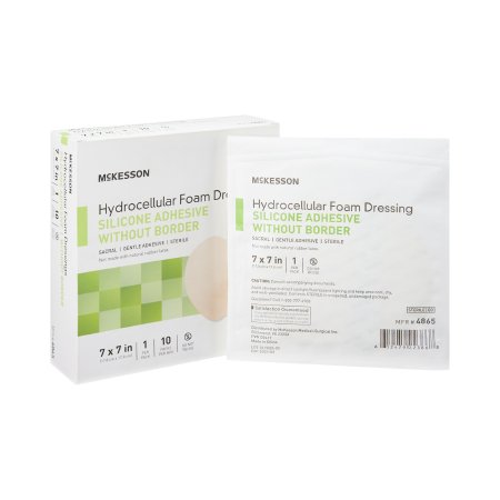 McKesson Foam Dressing McKesson 7 X 7 Inch Without Border Film Backing Silicone Gel Adhesive Sacral Sterile - Each - 4865-EA