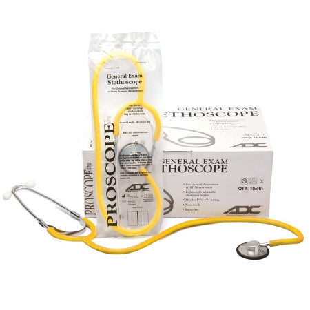 American Diagnostic Corp Classic Stethoscope Proscope™ 660 Yellow 1-Tube 22 Inch Tube Single Head Chestpiece - Case of 50 - 660YH-CS