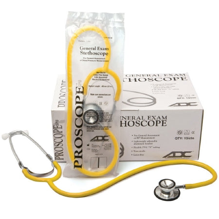 American Diagnostic Corp Classic Stethoscope Proscope™ 670 Yellow 1-Tube 22 Inch Tube Double Sided Chestpiece - Case of 50 - 670YH-CS