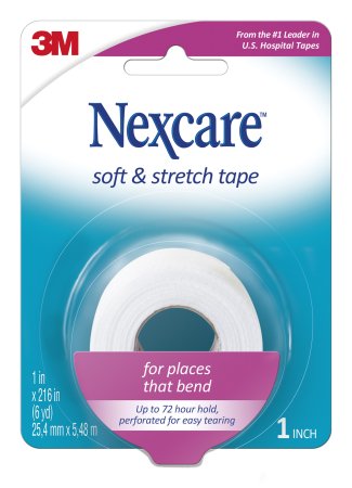 3M Perforated Medical Tape Nexcare™ Soft and Stretch White 1 Inch X 6 Yard Fabric NonSterile - Box of 24 - 751-BX