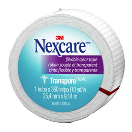 3M Water Resistant Medical Tape Nexcare™ Transpore™ Transparent 1 Inch X 10 Yard Plastic NonSterile - Case of 36 - 527-P1-CS