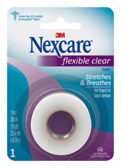 3M Water Resistant Medical Tape Nexcare™ Flexible Clear 1 Inch X 10 Yard Stretchy Fabric NonSterile - Box of 24 - 771-1PK-BX