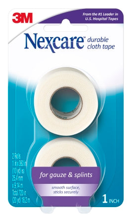 3M Medical Tape Nexcare™ Durable Cloth White 1 Inch X 10 Yard Silk-Like Cloth NonSterile - Box of 48 - 791-2PK-BX