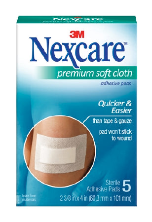 3M Adhesive Dressing Nexcare™Premium 2-3/8 X 4 Inch Soft Cloth Rectangle White Sterile - Case of 12 - H3564-CS
