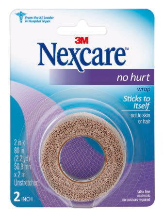 3M Cohesive Bandage Nexcare™ No Hurt 2 X 80 Inch Self-Adherent Closure Tan NonSterile Standard Compression - Box of 24 - NHT-2-BX