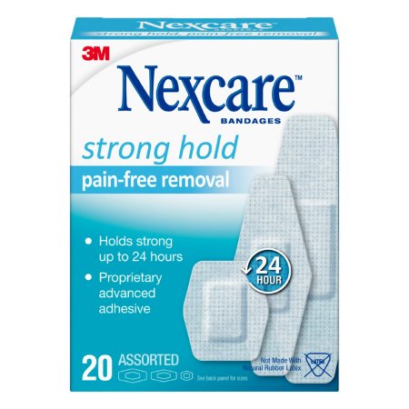 3M Adhesive Strip Nexcare™ Sensitive Skin 7/8 X 1-1/4 Inch / 1-1/8 X 3 Inch / 15/16 X 1 - 1/8 Inch Silicone Rectangle White Sterile - Pack of 20 - SSB-20A-PK