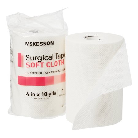 McKesson Perforated Medical Tape McKesson White 4 Inch X 10 Yard Soft Cloth NonSterile - Case of 12 - 172-49240-CS