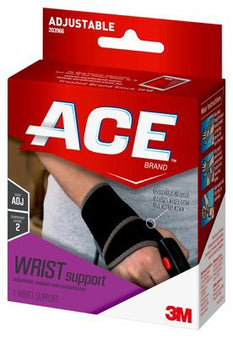 3M Wrist Support 3M™ Ace™ Low Profile / Wraparound Neoprene Blend Left or Right Wrist Black One Size Fits Most - Box of 12 - 203966-BX