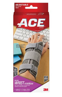 3M Wrist Brace 3M™ Ace™ Aluminum / Nylon / Polyester / Polypropylene / Polyurethane / Spandex Left Hand Gray One Size Fits Most - Box of 12 - 205276-BX