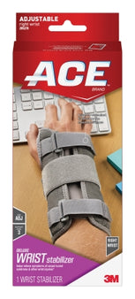 3M Wrist Brace 3M™ Ace™ Aluminum / Nylon / Polyester / Polypropylene / Polyurethane / Spandex Right Hand Gray One Size Fits Most - Box of 12 - 205278-BX
