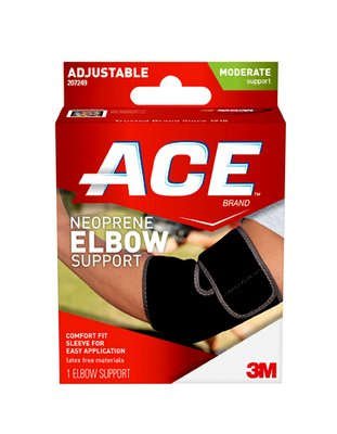 3M Elbow Support 3M™ Ace™ One Size Fits Most Pull-On Sleeve Left or Right Elbow Black - Box of 12 - 207249-BX