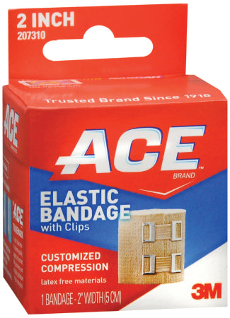3M Elastic Bandage 3M™ ACE™ 2 Inch Width Clip Detached Closure Tan NonSterile Standard Compression - Case of 72 - 207310-CS