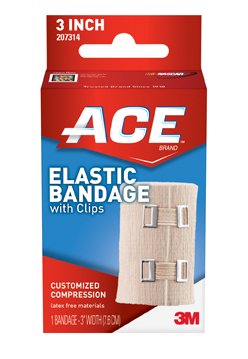 3M Elastic Bandage 3M™ ACE™ 3 Inch Width Clip Detached Closure Tan NonSterile Standard Compression - Box of 72 - 207314-BX