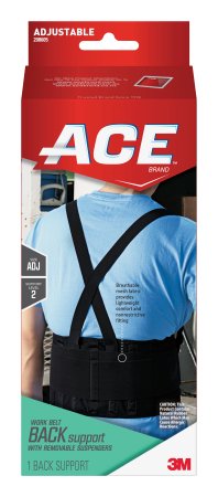 3M Occupational Back Support Ace™ One Size Fits Most Hook and Loop Closure Up to 48 Inch Waist Circumference 9 Inch Height Adult - Box of 12 - 208605-BX