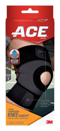 3M Knee Support 3M™ Ace™ Moisture Control Medium Pull-On / Hook and Loop Strap Closure 15 to 17 Inch Knee Circumference Left or Right Knee - Box of 12 - 209602-BX