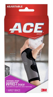 3M Wrist Brace 3M™ Ace™ Reversible Aluminum / Nylon / Polyester / Polyurethane / Spandex Left or Right Hand Black / Gray One Size Fits Most - Box of 12 - 209623-BX