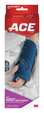 3M Night Wrist Brace 3M™ Ace™ Aluminum / Chromium / Nylon / Polyester / Polystyrene / Polyurethane Foam / Spandex Left or Right Hand Navy Blue One Size Fits Most - Box of 12 - 209626-BX