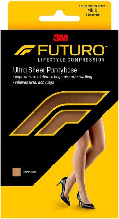 3M Compression Pantyhose 3M™ Futuro™ Energizing Waist High Plus Size Nude Closed Toe - Pair - 71019FCNEN-PR