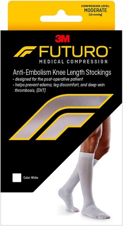 3M Anti-embolism Stocking 3M™ Futuro™ Knee High Large / Regular White Closed Toe - Case of 6 - 71057EN-CS