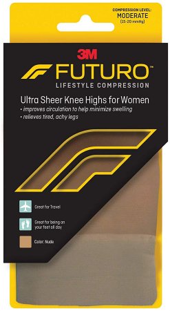 3M Compression Pantyhose 3M™ Futuro™ Ultra Sheer Knee High Large Nude Closed Toe - Pair - 71061EN-PR