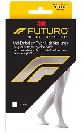 3M Anti-embolism Stocking 3M™ Futuro™ Thigh High Large / Regular White Closed Toe - Case of 6 - 71068EN-CS