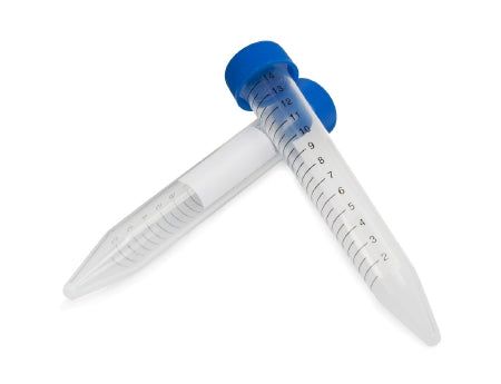 McKesson McKesson Centrifuge Tube Conical Bottom Plain 17 X 120 mm 15 mL Blue Screw Cap Polypropylene Tube - Case of 1 - 177-6284-CS