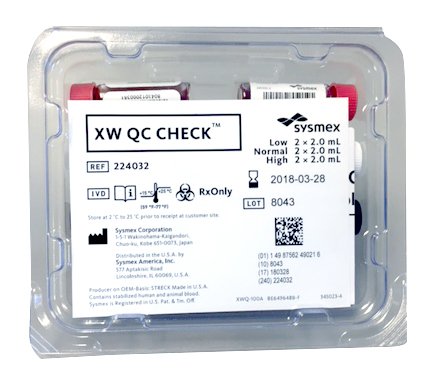 Sysmex America Hematology Control XW QC CHECK Multiple Parameters Low Level / Normal Level / High Level 4 X 3 X 3 mL - Box of 1 - 224032-BX