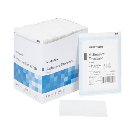 McKesson Adhesive Dressing McKesson 3 X 4 Inch Cotton / Polyester Rectangle White Sterile - Each - 16-4273-EA