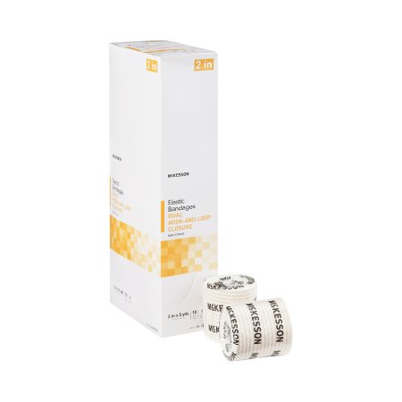 McKesson Elastic Bandage McKesson 2 Inch X 5 Yard Double Hook and Loop Closure Tan NonSterile Standard Compression - Roll of 1 - 16-2033-2-RL