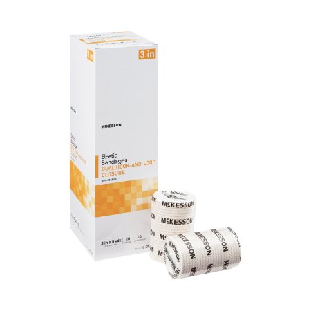 McKesson Elastic Bandage McKesson 3 Inch X 5 Yard Double Hook and Loop Closure Tan NonSterile Standard Compression - Case of 50 - 16-2033-3-CS