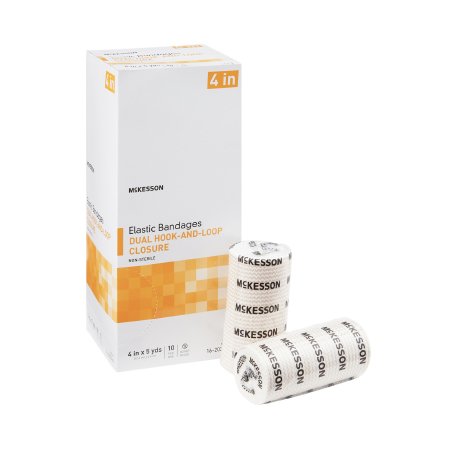 McKesson Elastic Bandage McKesson 4 Inch X 5 Yard Double Hook and Loop Closure Tan NonSterile Standard Compression - Case of 50 - 16-2033-4-CS