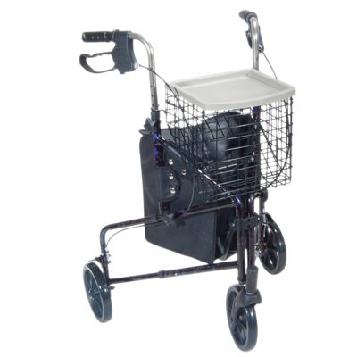 Fabrication Enterprises 3 Wheel Rollator Blue Adjustable Height / Lightweight / Folding Aluminum Frame - Each - 43-2160-EA