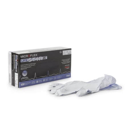 Microflex Medical Exam Glove LifeStar™ EC Large NonSterile Nitrile Extended Cuff Length Textured Fingertips White / Blue Fentanyl Tested - Case of 1000 - LSE-104-L-CS