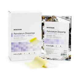 McKesson Xeroform Petrolatum Impregnated Dressing McKesson Roll 4 Inch X 3 Yard Sterile - Case of 36 - 2243R-CS
