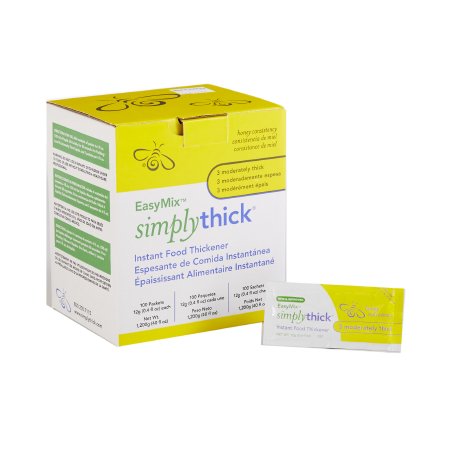Simply Thick Food and Beverage Thickener SimplyThick® Easy Mix 12 Gram Individual Packet Unflavored Gel IDDSI Level 3 Moderately Thick/Liquidized - Box of 100 - STIND100L3-BX