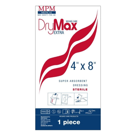 MPM Medical Super Absorbent Dressing DryMax Extra 4 X 8 Inch Rectangle - Case of 50 - MP00701-CS