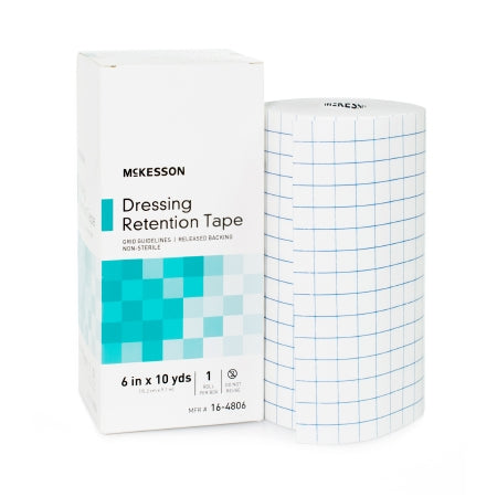 McKesson Water Resistant Dressing Retention Tape with Liner McKesson White 6 Inch X 10 Yard Nonwoven / Printed Release Paper NonSterile - Box of 1 - 16-4806-BX