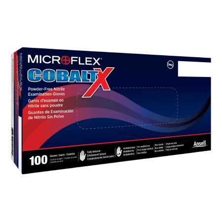 Microflex Medical Exam Glove Cobalt® X Medium NonSterile Nitrile Standard Cuff Length Fully Textured Blue Not Rated - Case of 1000 - N212-CS