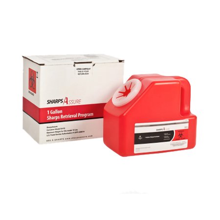 Post Medical Mailback Sharps Container Sharps Assure Red Base 9 L X 5-1/2 W X 7-3/10 H Inch Vertical Entry 1 Gallon - Case of 18 - SA1G-18-CS