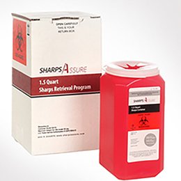 Post Medical Mailback Sharps Container Sharps Assure Red Base 3-3/4 L X 3-3/4 W X 7 H Inch Vertical Entry 0.375 Gallon - Each - SA1Q-EA