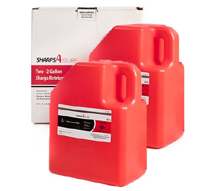 Post Medical Mailback Sharps Container Sharps Assure Red Base 11-2/5 H X 5-1/2 W X 9 L Inch Vertical Entry 2 Gallon - Case of 2 - SA2G2-CS