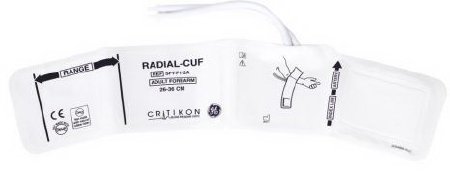 GE Healthcare Single Patient Use Blood Pressure Cuff Radial-Cuf™ 26 to 36 cm Forearm Cloth Fabric Cuff Adult Cuff - Box of 20 - SFT-F1-2D-BX