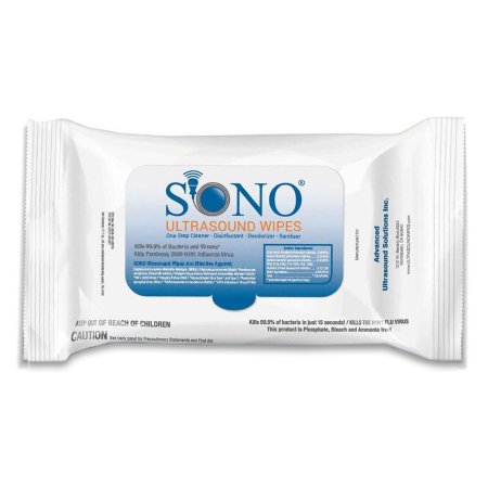 Advanced Ultrasound Solutions Sono® Surface Disinfectant Cleaner Premoistened Manual Pull Wipe 50 Count Soft Pack Scented NonSterile - Box of 12 - SONO4018-BX