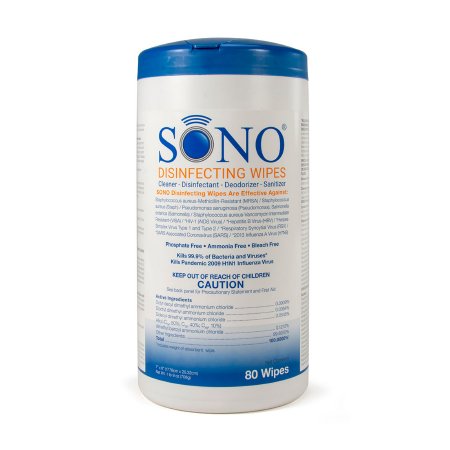 Advanced Ultrasound Solutions Sono® Surface Disinfectant Cleaner Premoistened Manual Pull Wipe 80 Count Canister Scented NonSterile - Pack of 1 - SONO4032-PK
