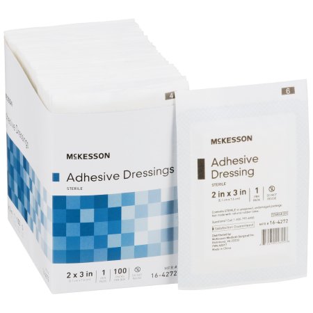 McKesson Adhesive Dressing McKesson 2 X 3 Inch Cotton / Polyester Rectangle White Sterile - Box of 100 - 16-4272-BX