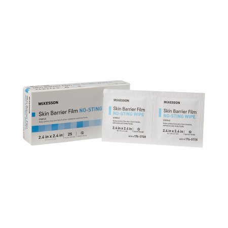 McKesson Skin Barrier Wipe McKesson No Sting 75 to 100% Strength Hexamethyldisiloxane Individual Packet Sterile - Box of 25 - 176-5728-BX