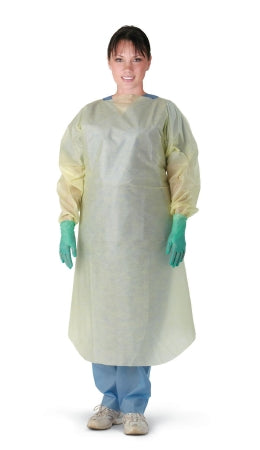 Medline Protective Procedure Gown Regular / Large Yellow NonSterile Not Rated Disposable - Case of 100 - NON27SMS5-CS