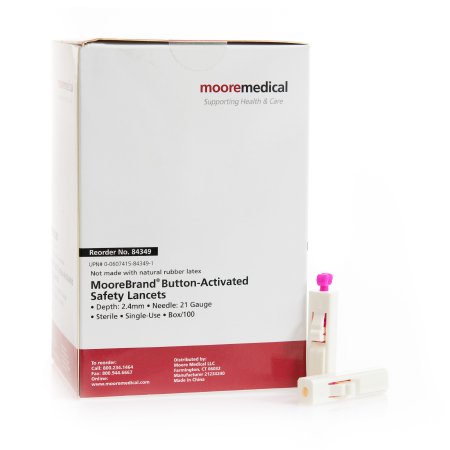McKesson Safety Lancet McKesson 21 Gauge Retractable Push Button Activation Finger - Case of 1000 - 84349-CS